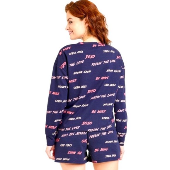 NWT Boxy Cut Sweatshirt & Shorts V-day PJ Set - Picture 3 of 8